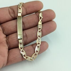 14kt Real Solid Gold Tricolor Valentino ID Bracelet